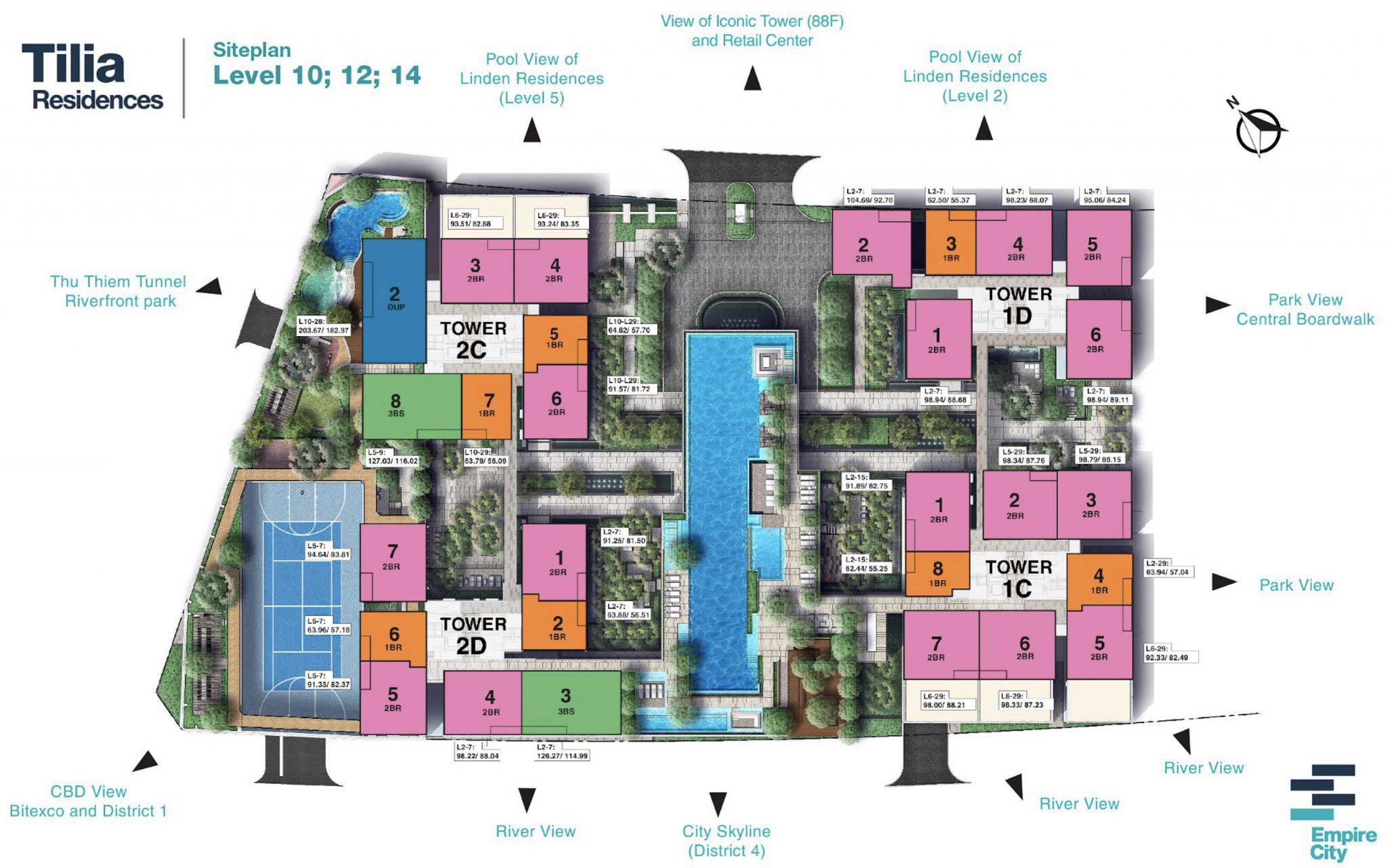 Tilia, Floor Plan, Level 10-12-14