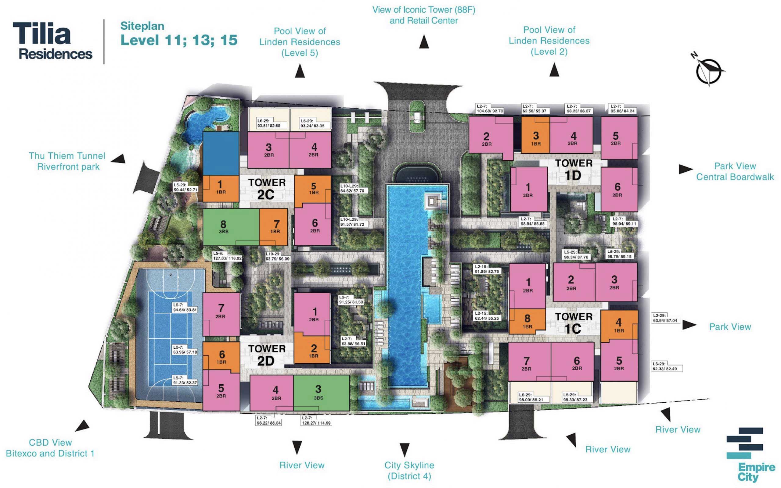 Tilia, Floor Plan, Level 11-13-15