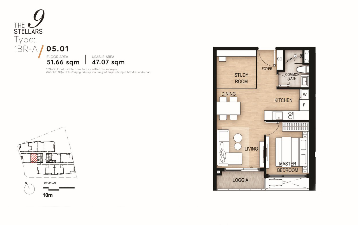 Typical 1-bedroom apartment