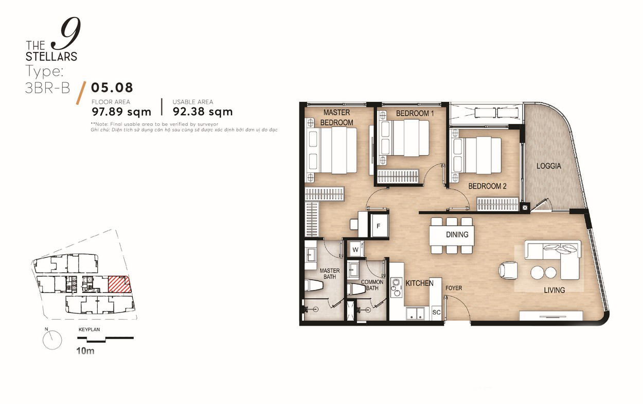 Typical 3-bedroom apartment